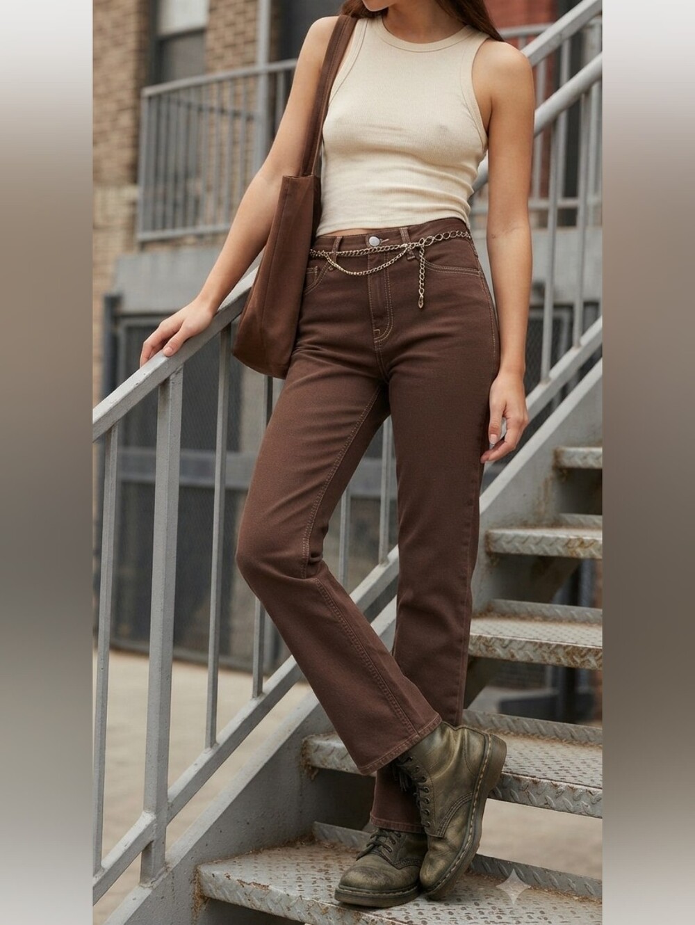 Sunday Best Aritzia Brown High Rise 90s Style Straight Leg Jeans Size 0 Grunge